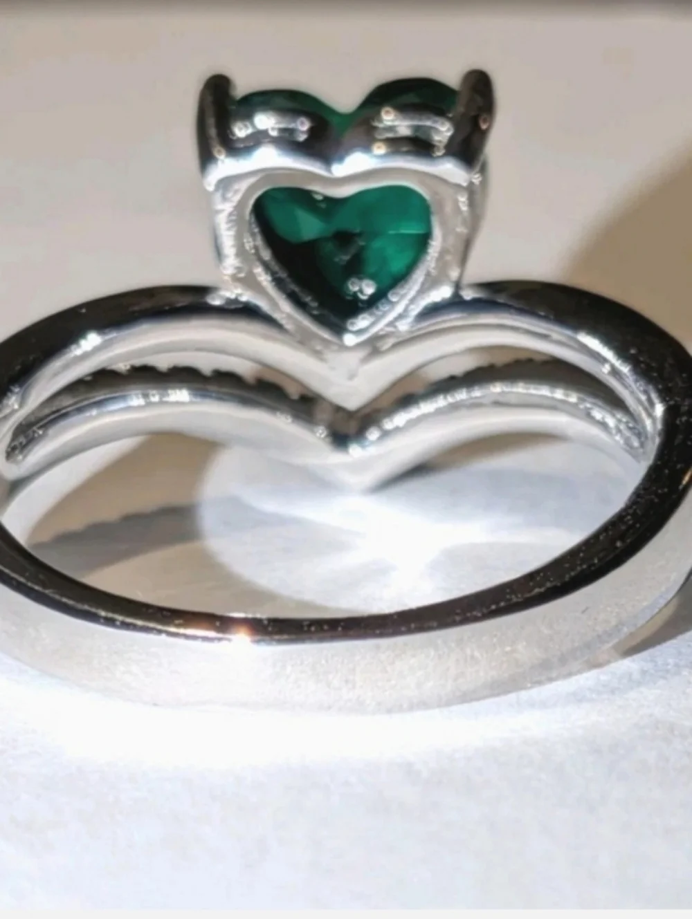 Lab-Created Emerald Green3ct Heart Cut Women's Engagement Ring White Gold Plated